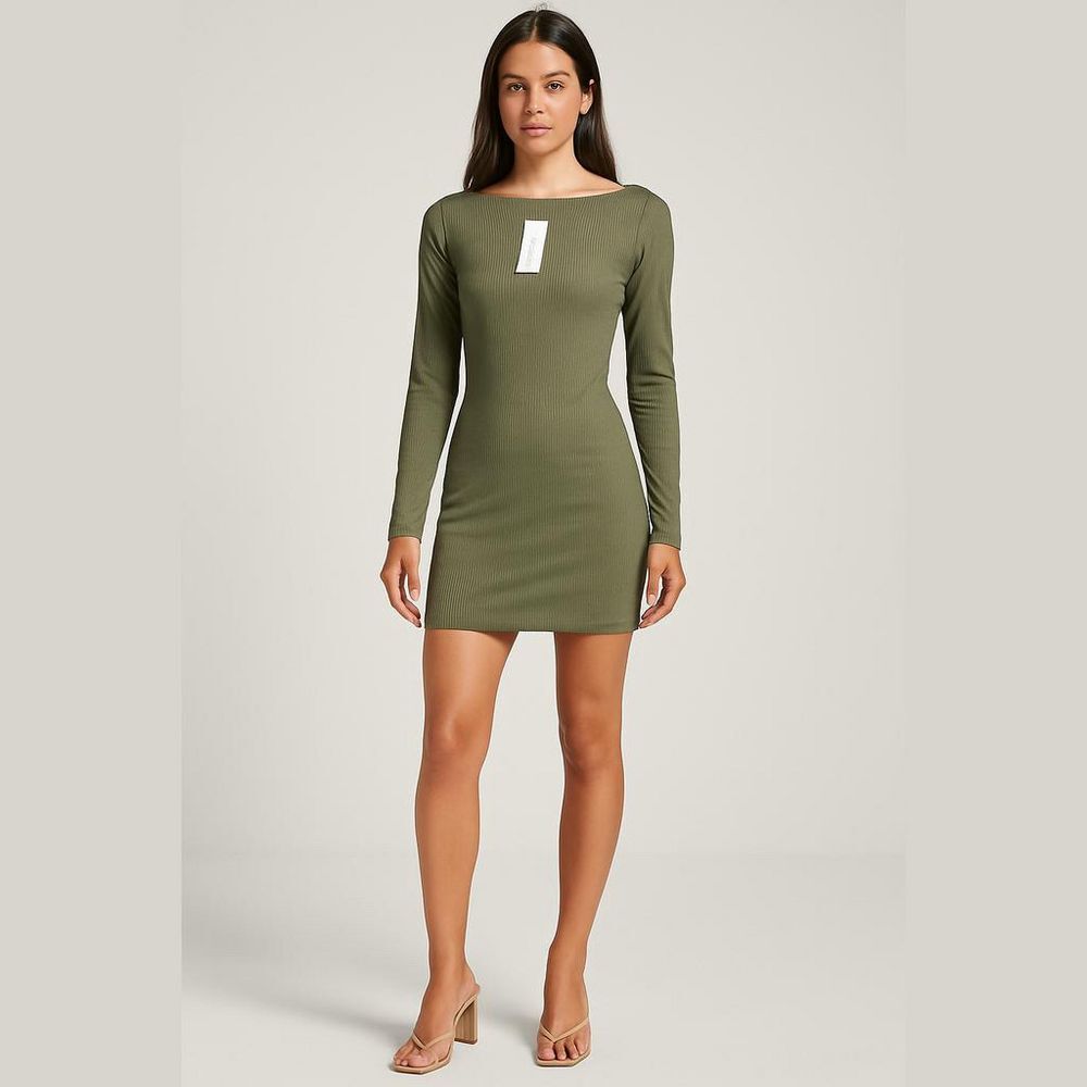 Forever 21 Green Ribbed Bodycon Dress M